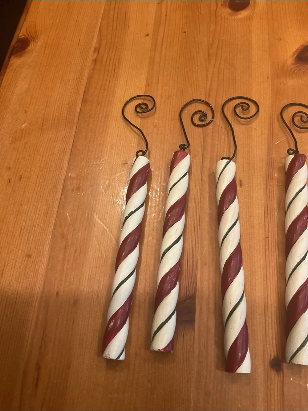 WOODEN CANDY CANE ICICLE ORNAMENTS FARMHOUSE CHRISTMAS PRIMITIVE RUSTIC LOT OF 6